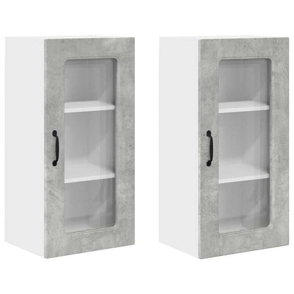 Keukenkast aan de muur 2 pcs Beton Grijs 40 x 31 x 80 cm