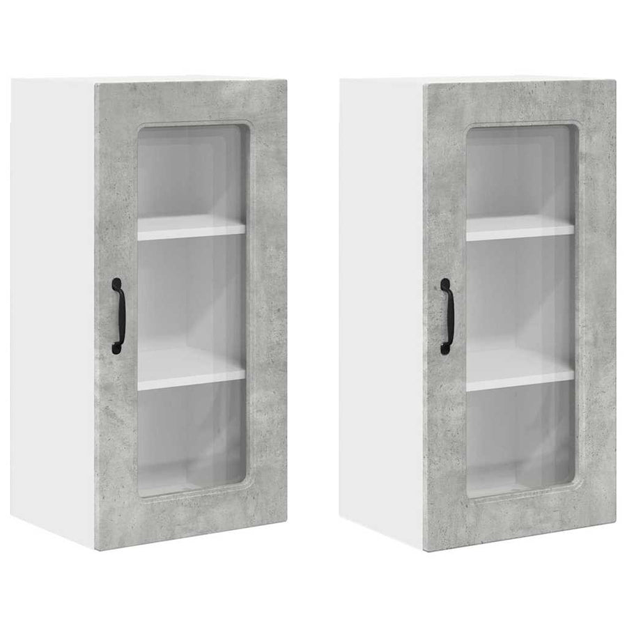 Keukenkast aan de muur 2 pcs Beton Grijs 40 x 31 x 80 cm