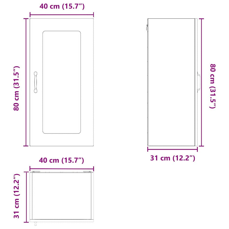 Keukenkast aan de muur 2 pcs Beton Grijs 40 x 31 x 80 cm