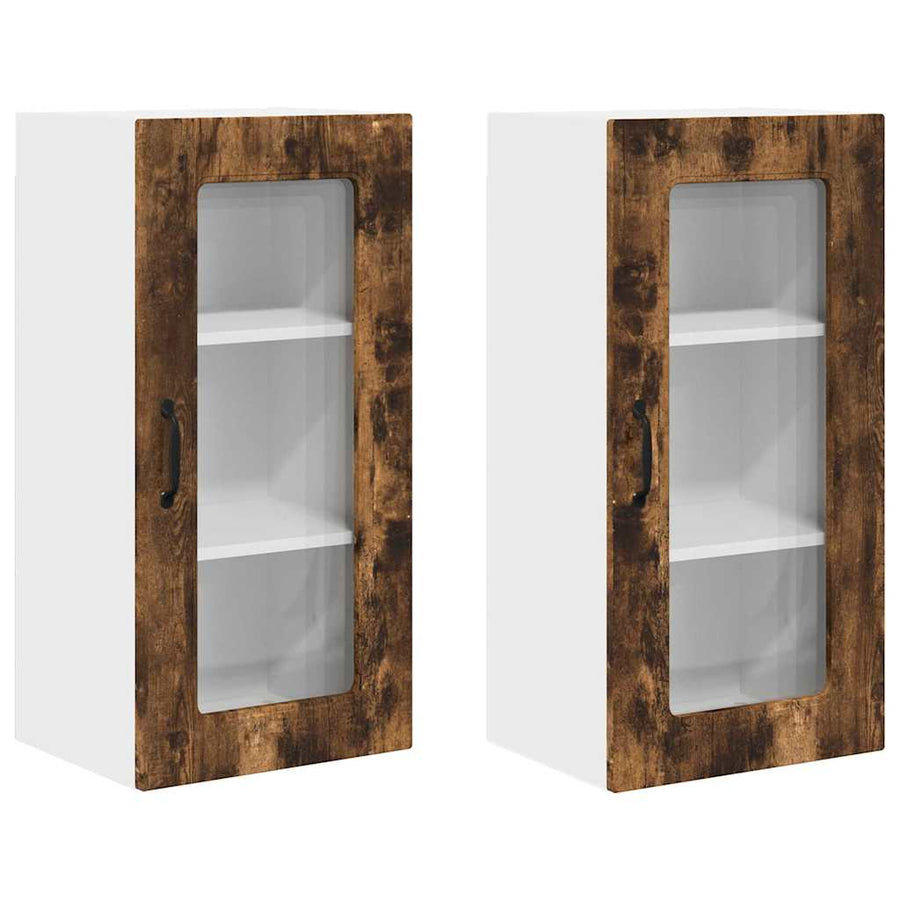 Keukenkast aan de muur 2 pcs Gerookt eiken 40 x 31 x 80 cm