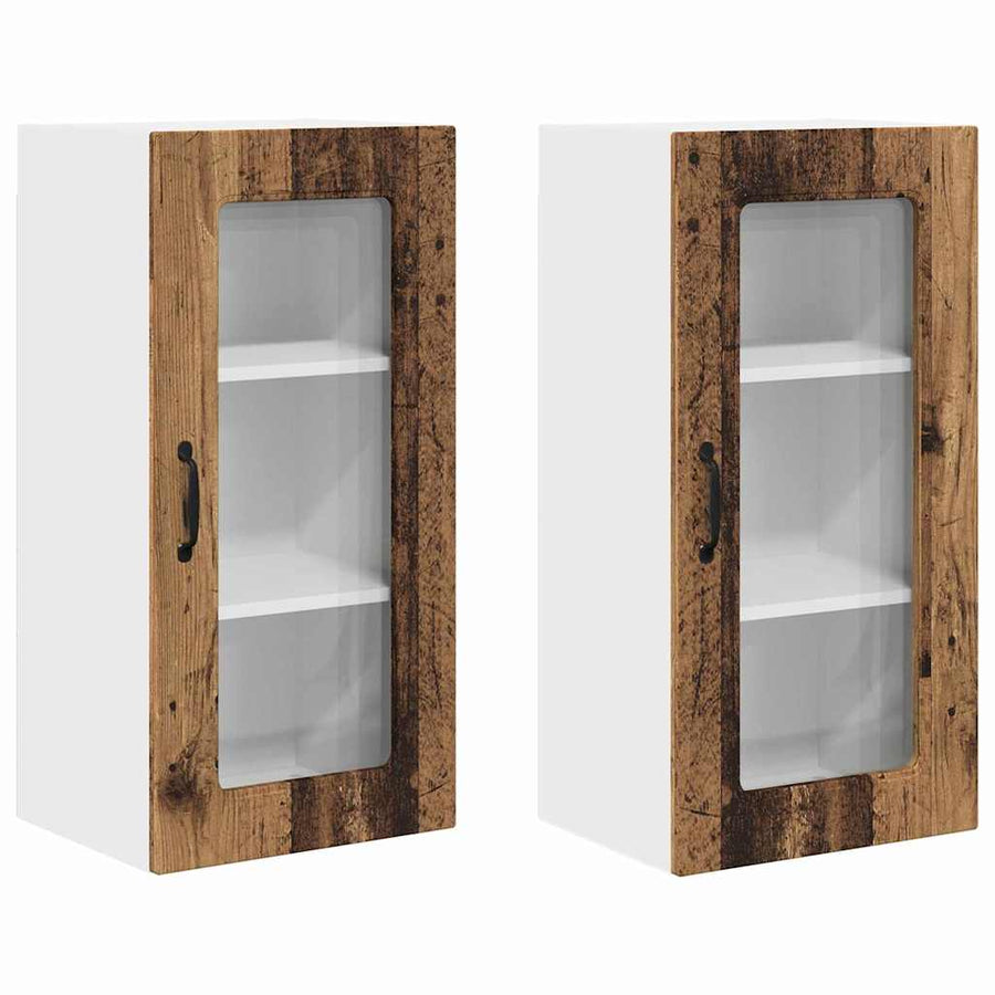 Keukenkast aan de muur met plank 2 pcs Oud Hout 40 x 31 x 80 cm