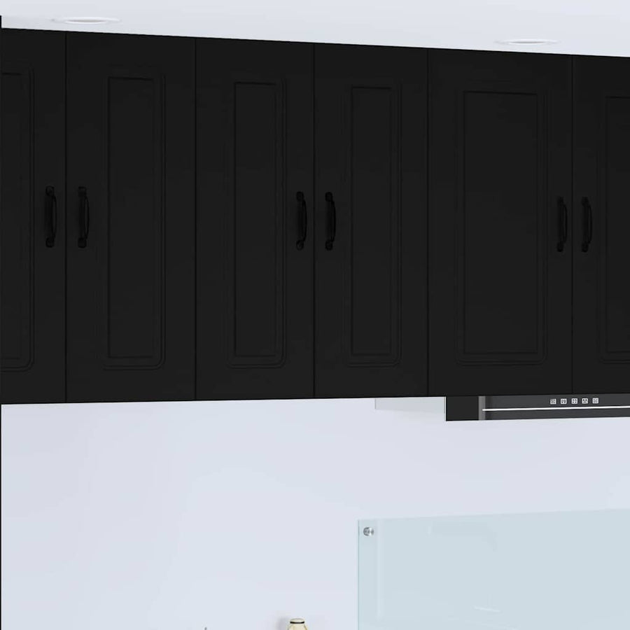Keukenkast aan de muur 2 pcs Zwart 30 x 31 x 80 cm Bewerkt hout