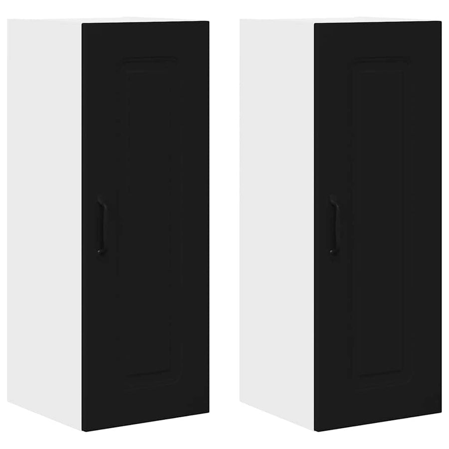 Keukenkast aan de muur 2 pcs Zwart 30 x 31 x 80 cm Bewerkt hout