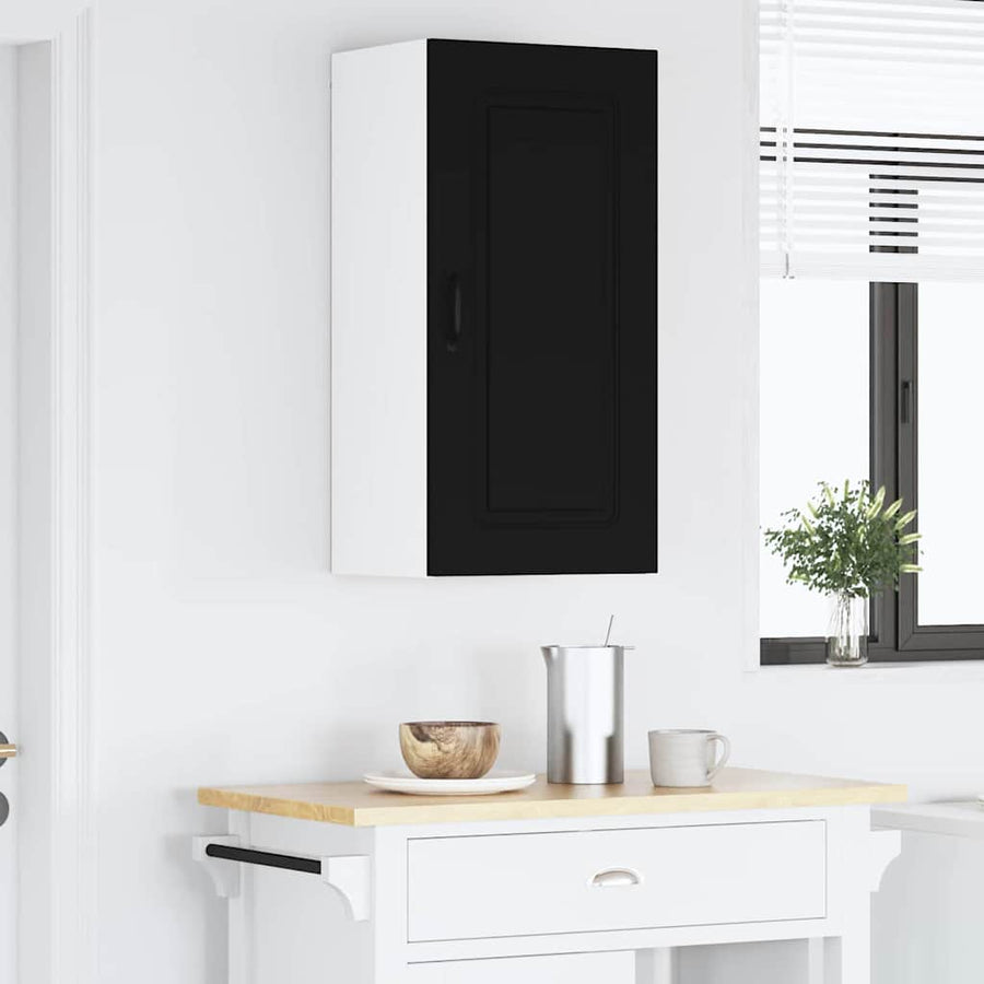Keukenkast aan de muur Zwart 40 x 31 x 80 cm Bewerkt hout