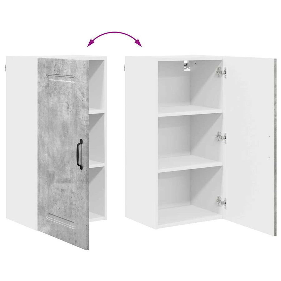 Keukenkast aan de muur Beton Grijs 40 x 31 x 80 cm Bewerkt hout