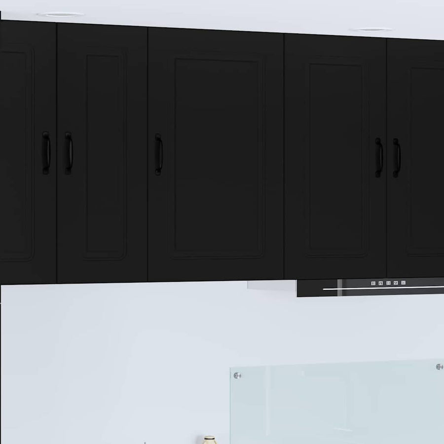 Keukenkast aan de muur Zwart 50 x 31 x 80 cm Bewerkt hout
