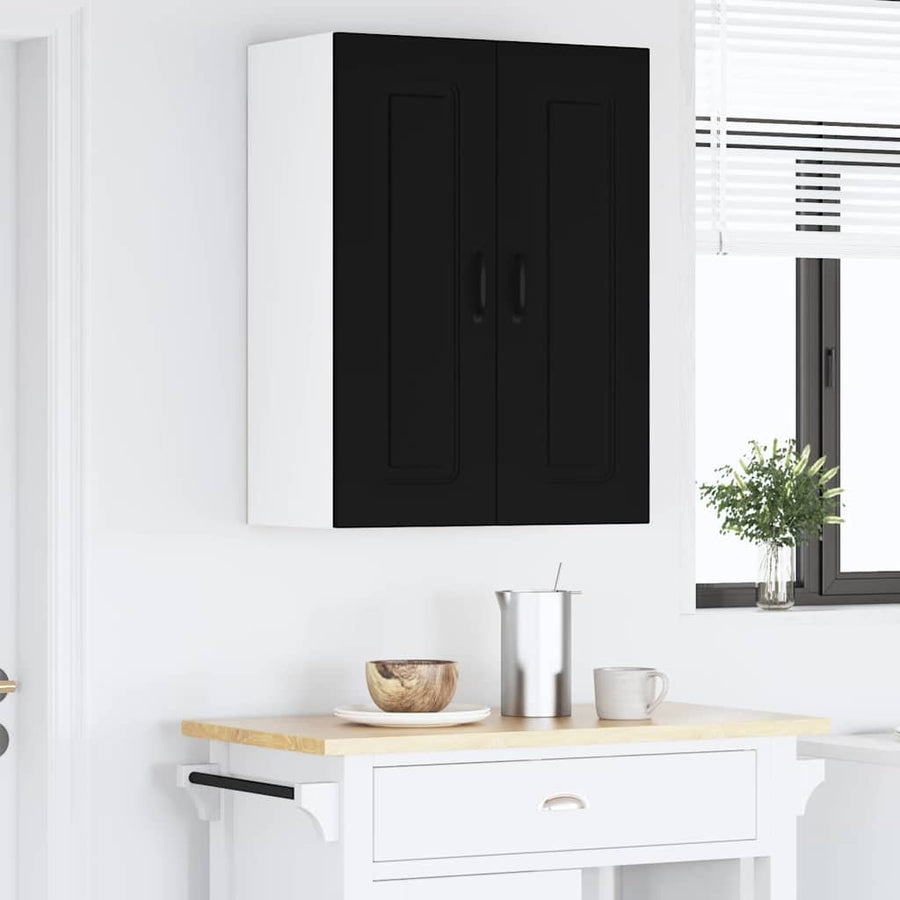 Keukenkast aan de muur Zwart 60 x 31 x 80 cm Bewerkt hout