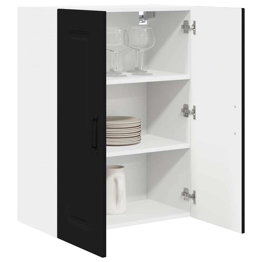 Keukenkast aan de muur Zwart 60 x 31 x 80 cm Bewerkt hout