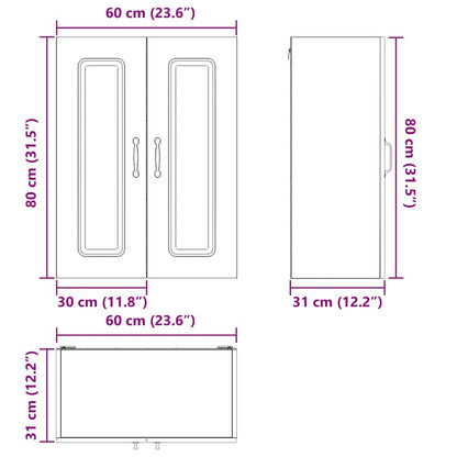 Keukenkast aan de muur Zwart 60 x 31 x 80 cm Bewerkt hout