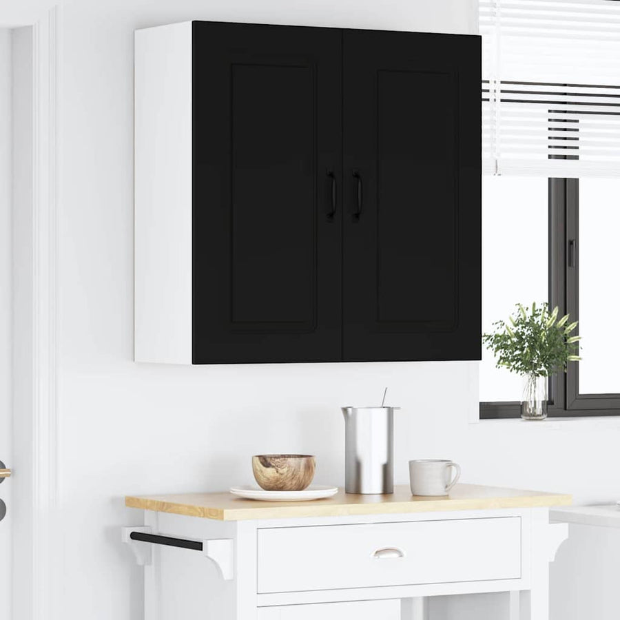 Keukenkast aan de muur Zwart 80 x 31 x 80 cm Bewerkt hout