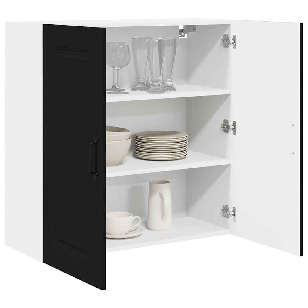 Keukenkast aan de muur Zwart 80 x 31 x 80 cm Bewerkt hout