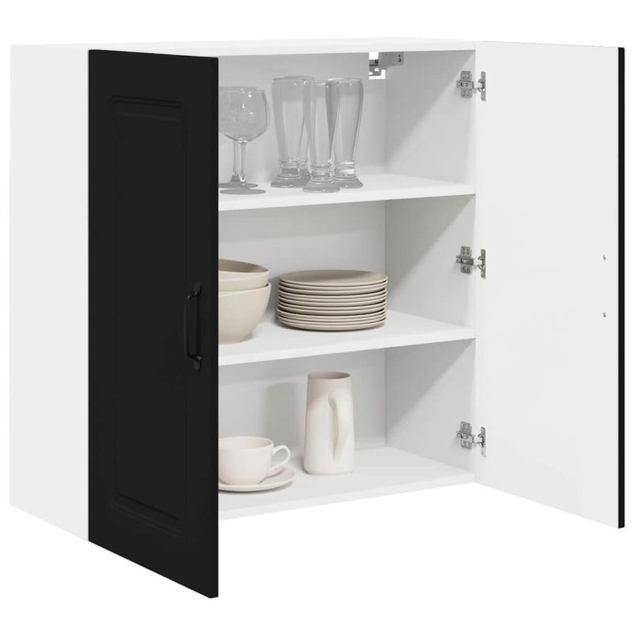 Keukenkast aan de muur Zwart 80 x 31 x 80 cm Bewerkt hout