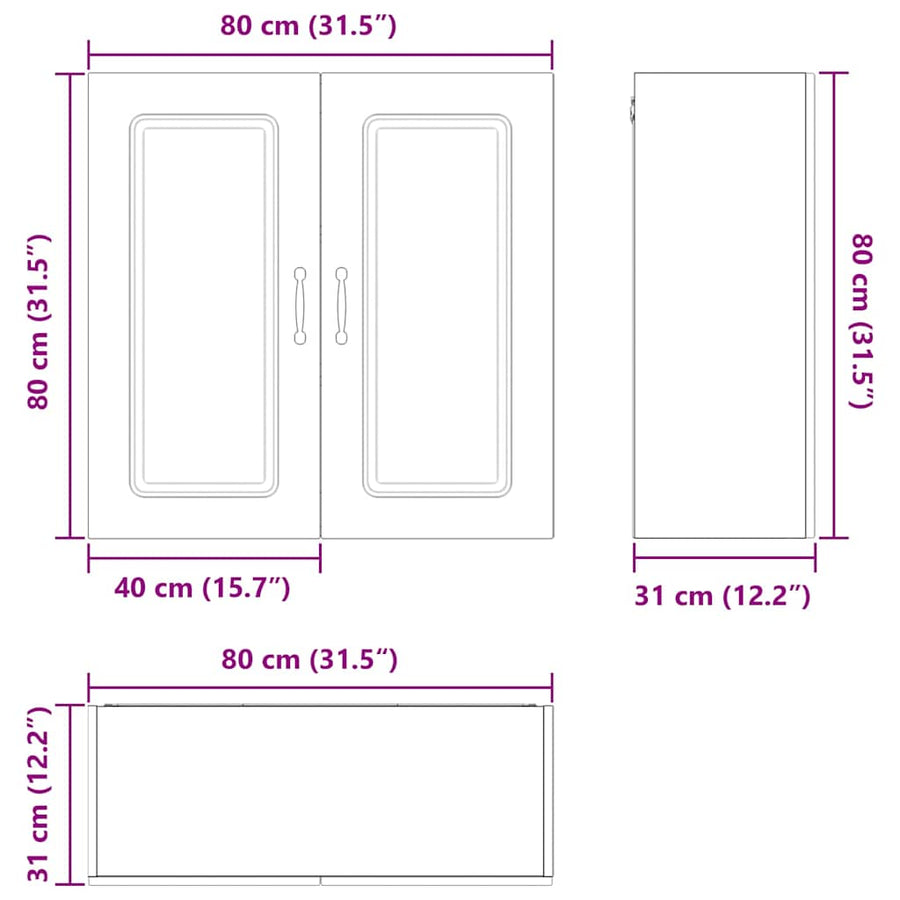 Keukenkast aan de muur Bruin Eiken 80 x 31 x 80 cm Bewerkt hout