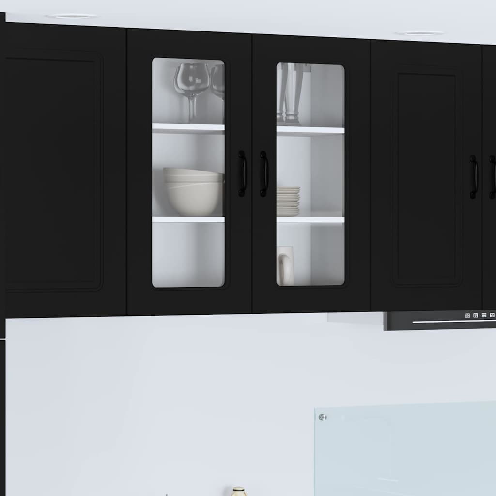 Keukenkast aan de muur Zwart 80 x 31 x 80 cm Bewerkt hout