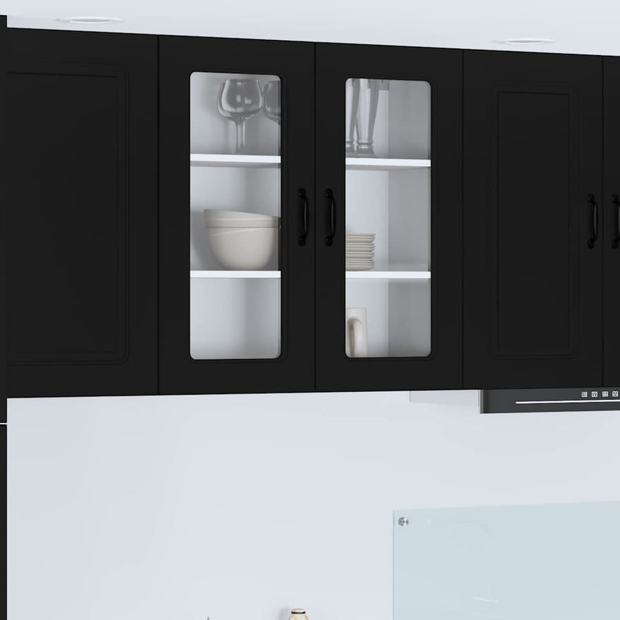 Keukenkast aan de muur Zwart 80 x 31 x 80 cm Bewerkt hout