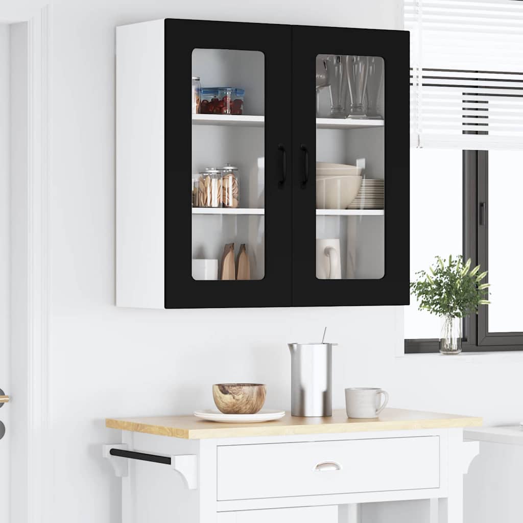 Keukenkast aan de muur Zwart 80 x 31 x 80 cm Bewerkt hout