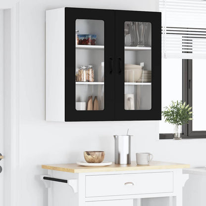 Keukenkast aan de muur Zwart 80 x 31 x 80 cm Bewerkt hout