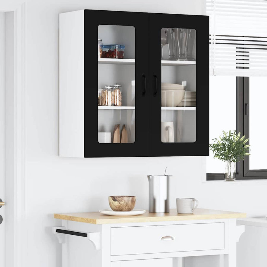 Keukenkast aan de muur Zwart 80 x 31 x 80 cm Bewerkt hout
