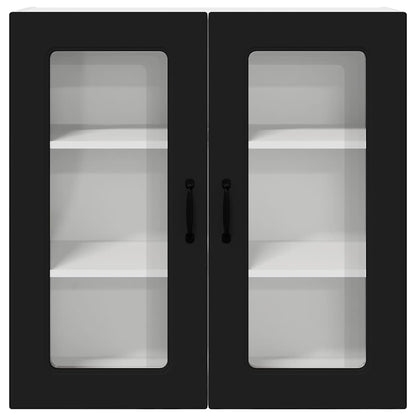 Keukenkast aan de muur Zwart 80 x 31 x 80 cm Bewerkt hout