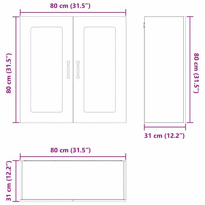 Keukenkast aan de muur Beton Grijs 80 x 31 x 80 cm Bewerkt hout