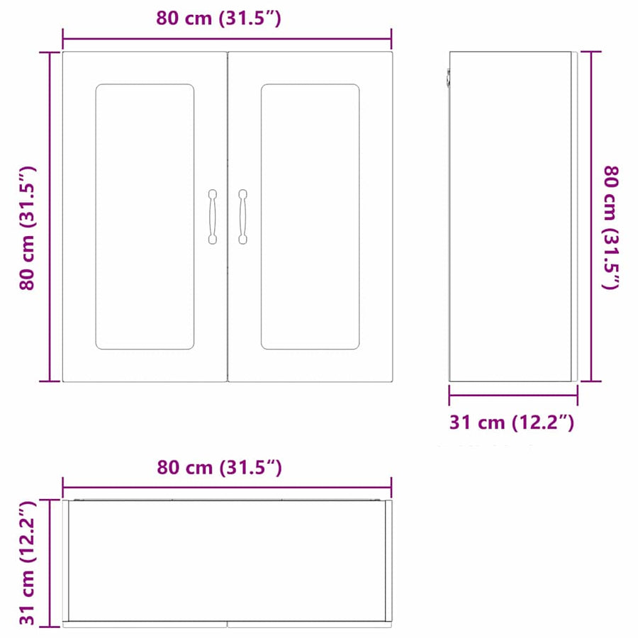 Keukenkast aan de muur met plank Grijs Sonoma 80 x 31 x 80 cm