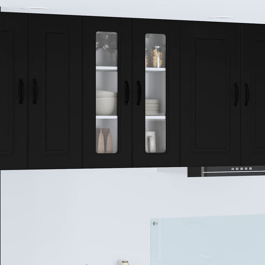 Keukenkast aan de muur Zwart 60 x 31 x 80 cm Bewerkt hout