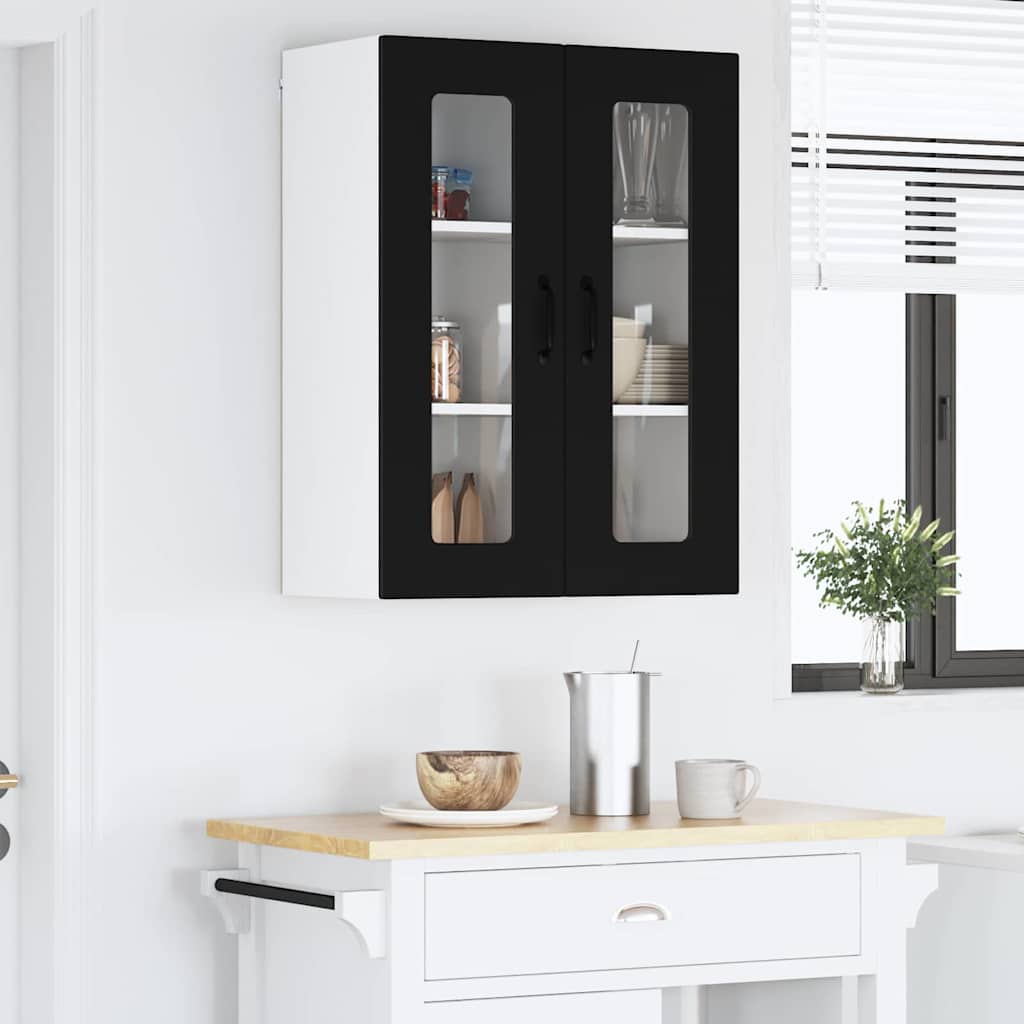 Keukenkast aan de muur Zwart 60 x 31 x 80 cm Bewerkt hout