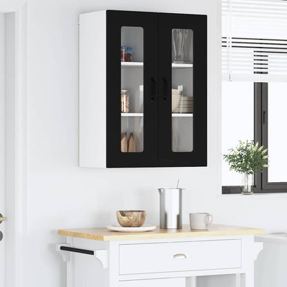 Keukenkast aan de muur Zwart 60 x 31 x 80 cm Bewerkt hout