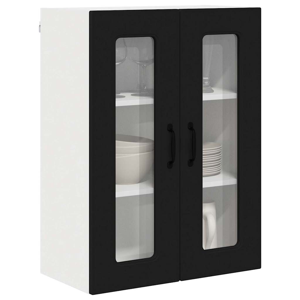 Keukenkast aan de muur Zwart 60 x 31 x 80 cm Bewerkt hout