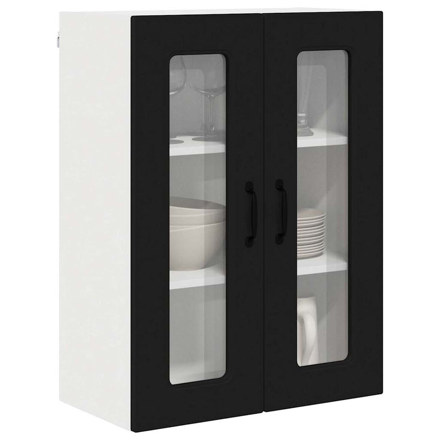Keukenkast aan de muur Zwart 60 x 31 x 80 cm Bewerkt hout