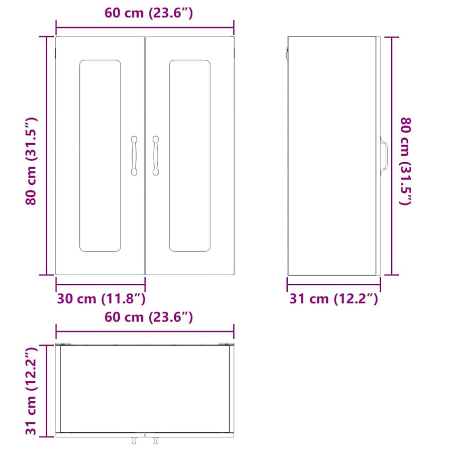 Keukenkast aan de muur met plank Gerookt eiken 60 x 31 x 80 cm
