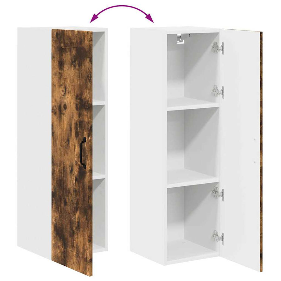 Keukenkast aan de muur met plank Gerookt eiken 30 x 31 x 100 cm