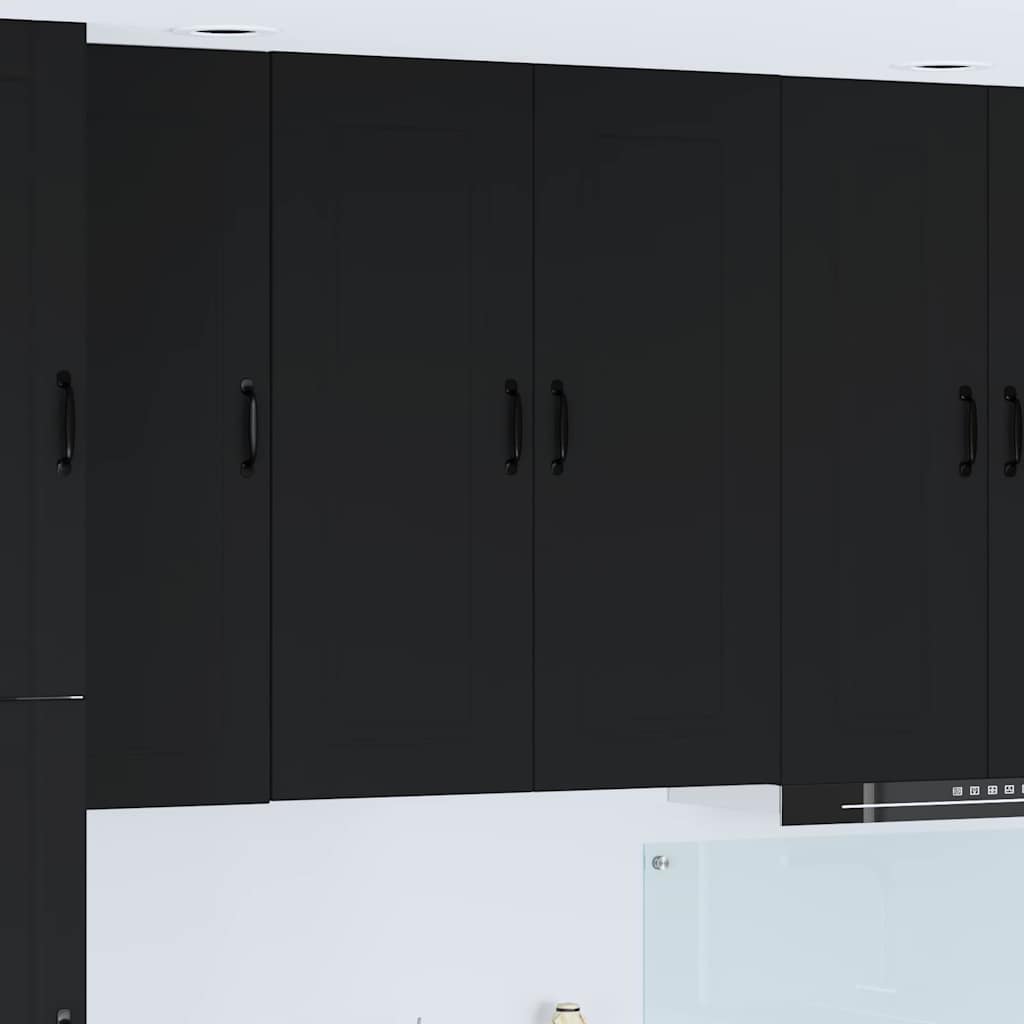 Keukenkast aan de muur Zwart 80 x 31 x 100 cm Bewerkt hout