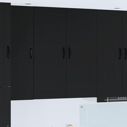 Keukenkast aan de muur Zwart 80 x 31 x 100 cm Bewerkt hout