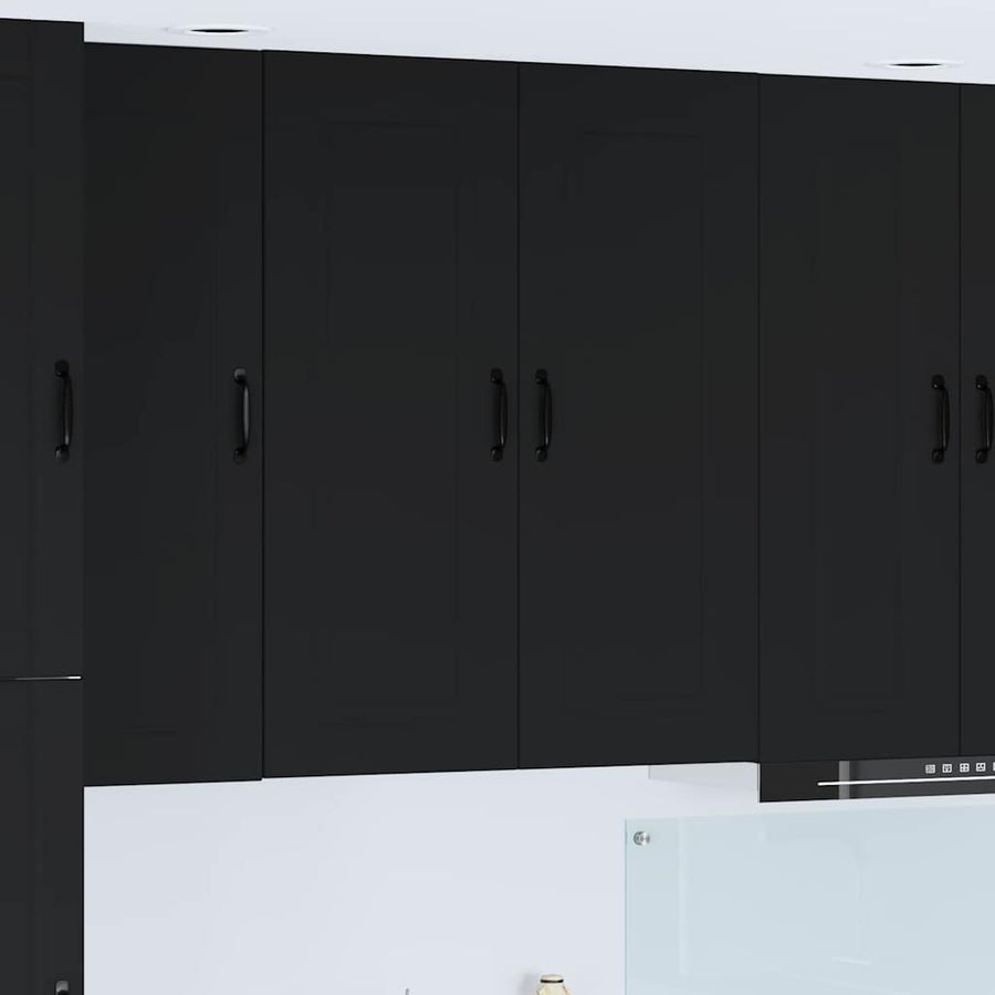 Keukenkast aan de muur Zwart 80 x 31 x 100 cm Bewerkt hout