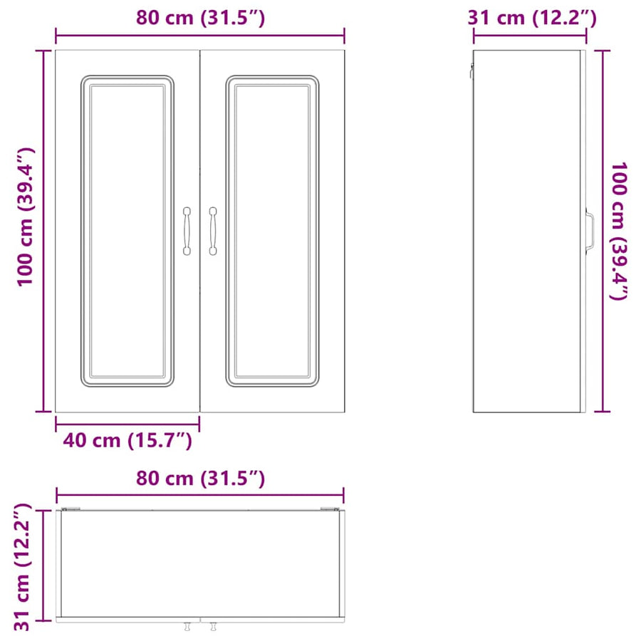 Keukenkast aan de muur met plank Beton Grijs 80 x 31 x 100 cm