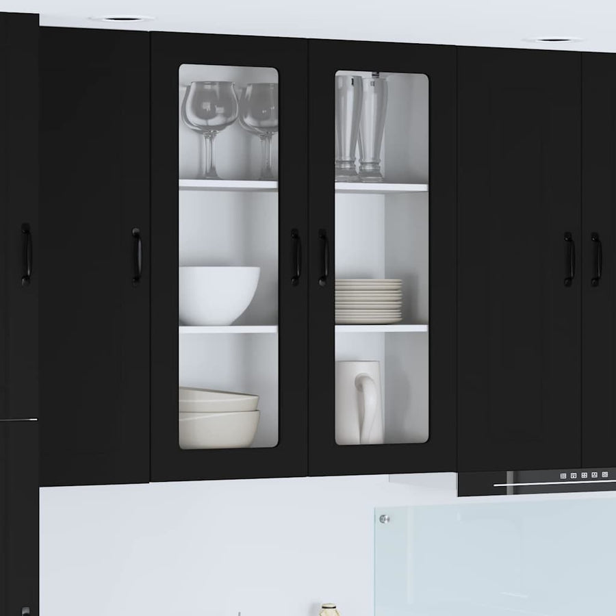 Keukenkast aan de muur Zwart 80 x 31 x 100 cm Bewerkt hout