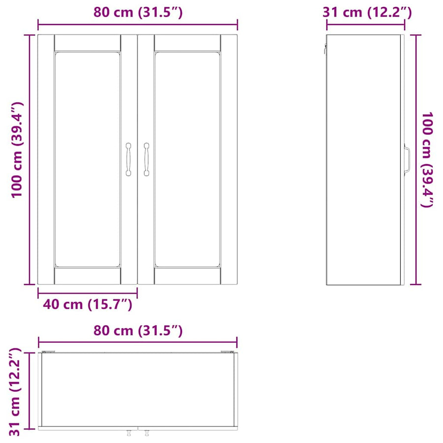Keukenkast aan de muur met plank Grijs Sonoma 80 x 31 x 100 cm