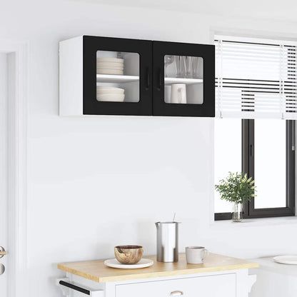 Keukenkast aan de muur 2 pcs Zwart 40 x 31 x 40 cm Bewerkt hout