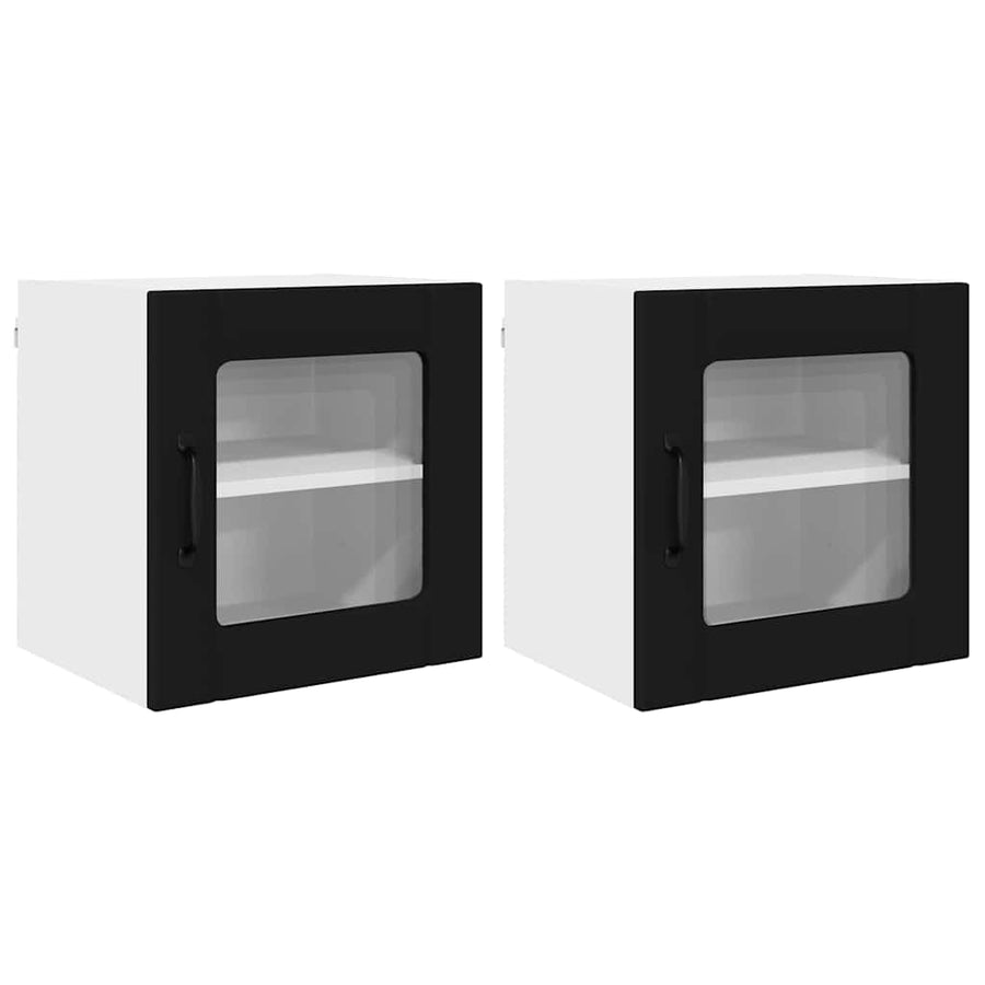 Keukenkast aan de muur 2 pcs Zwart 40 x 31 x 40 cm Bewerkt hout