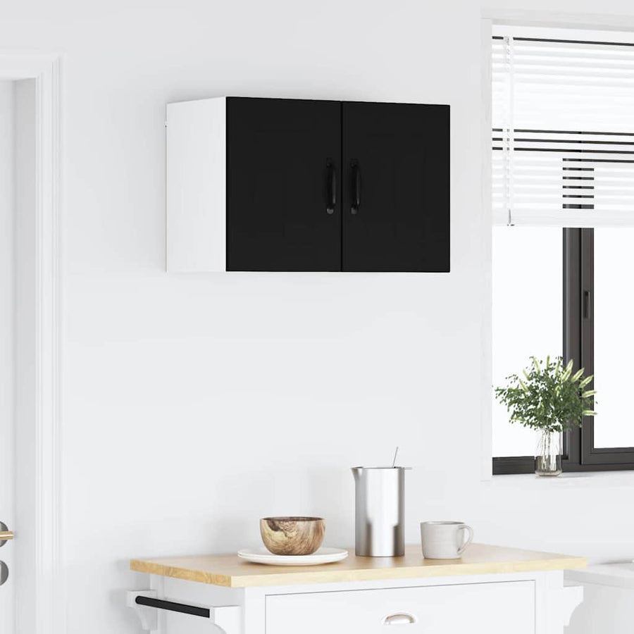 Keukenkast aan de muur 2 pcs Zwart 30 x 31 x 40 cm Bewerkt hout
