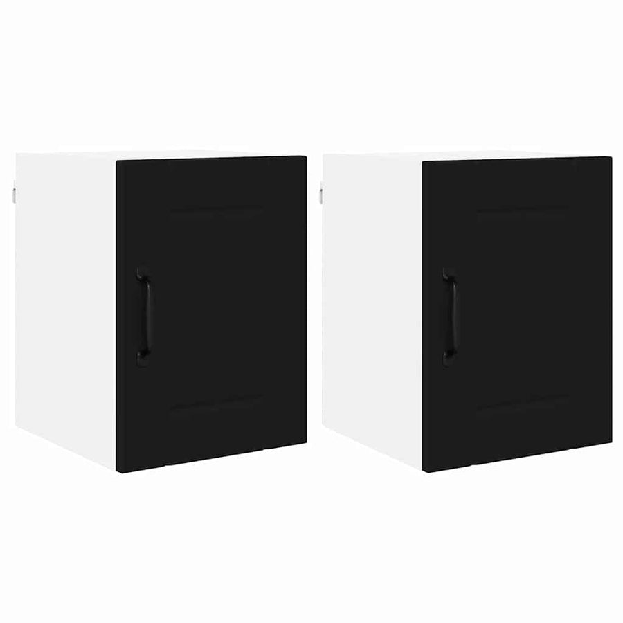 Keukenkast aan de muur 2 pcs Zwart 30 x 31 x 40 cm Bewerkt hout