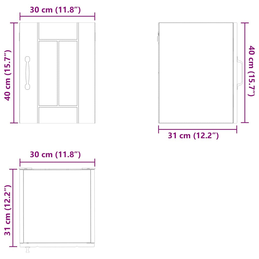 Keukenkast aan de muur 2 pcs Bruin Eiken 30 x 31 x 40 cm