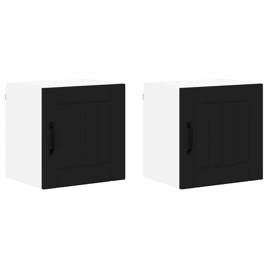 Keukenkast aan de muur 2 pcs Zwart 40 x 31 x 40 cm Bewerkt hout