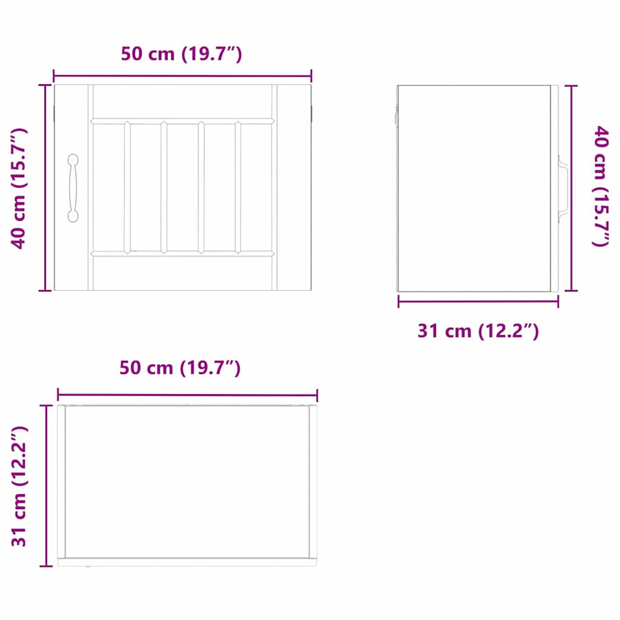 Keukenkast aan de muur 2 pcs Wit 50 x 31 x 40 cm Bewerkt hout