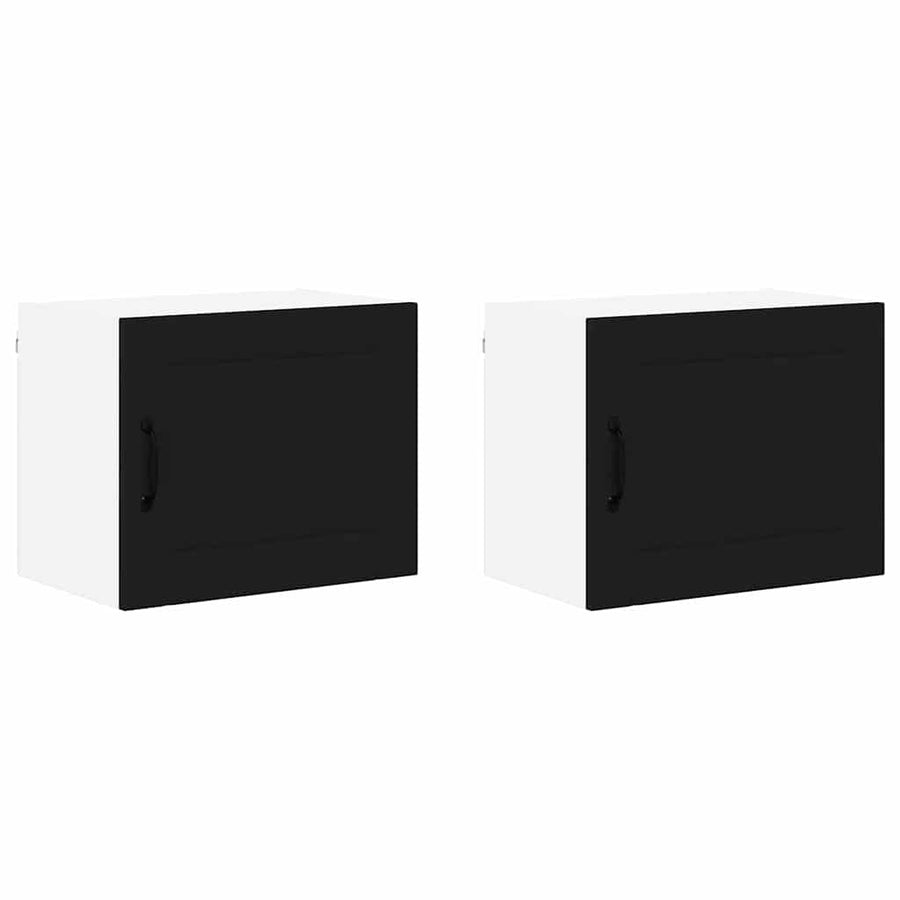 Keukenkast aan de muur 2 pcs Zwart 50 x 31 x 40 cm Bewerkt hout