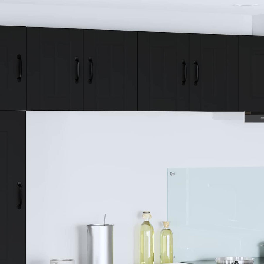 Keukenkast aan de muur 2 pcs Zwart 60 x 31 x 40 cm Bewerkt hout