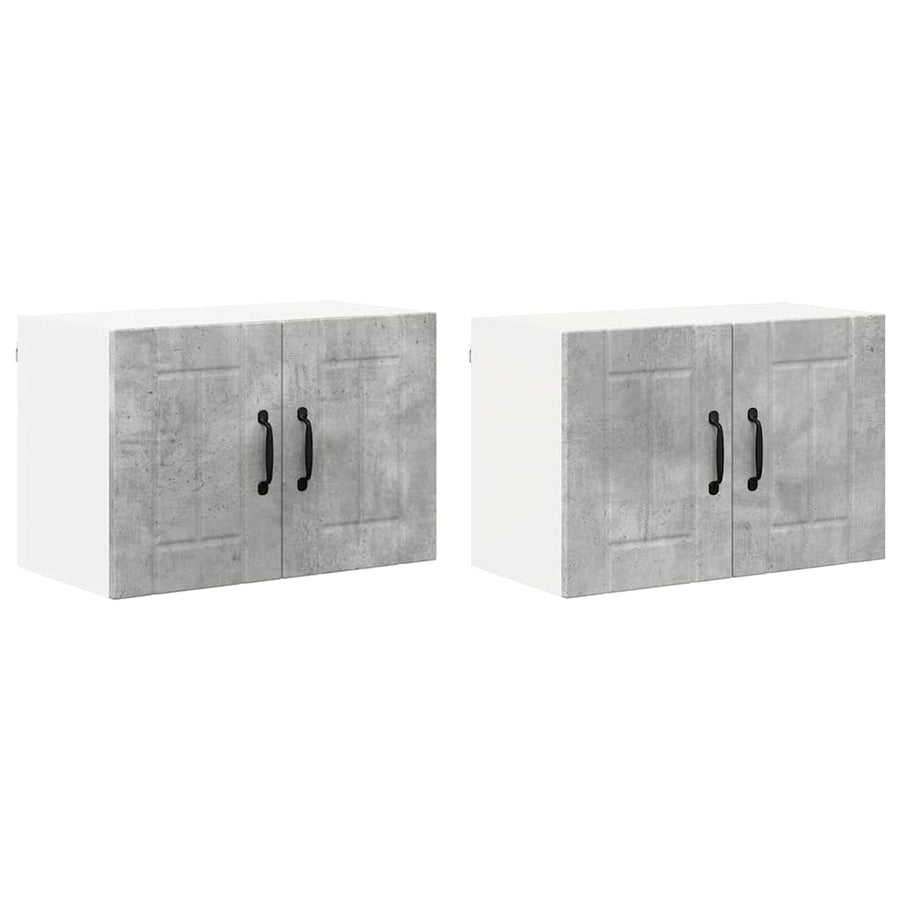 Keukenwandkasten 2 pcs Beton Grijs 60 x 31 x 40 cm Bewerkt hout