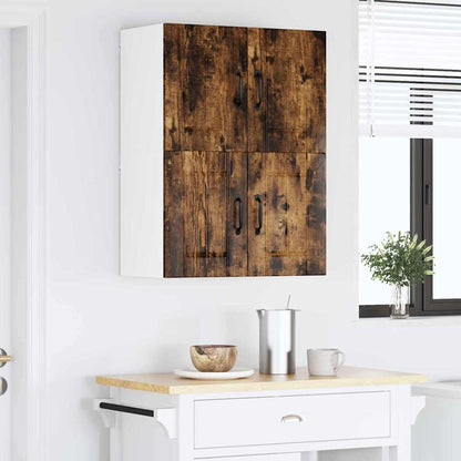 Keukenwandkasten met plank 2 pcs Gerookt eiken 60 x 31 x 40 cm