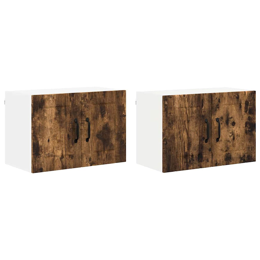 Keukenwandkasten met plank 2 pcs Gerookt eiken 60 x 31 x 40 cm